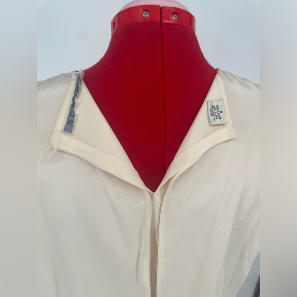 Vintage Silk Cream Layered Sleeveless Blouse - Picture 8 of 11